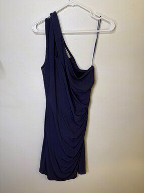 Max and Cleo Navy One Shoulder Ruched Dress